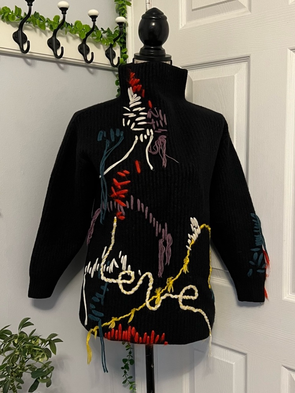 Wilfred Black Turtle Sweater with Multicolor Embroidery